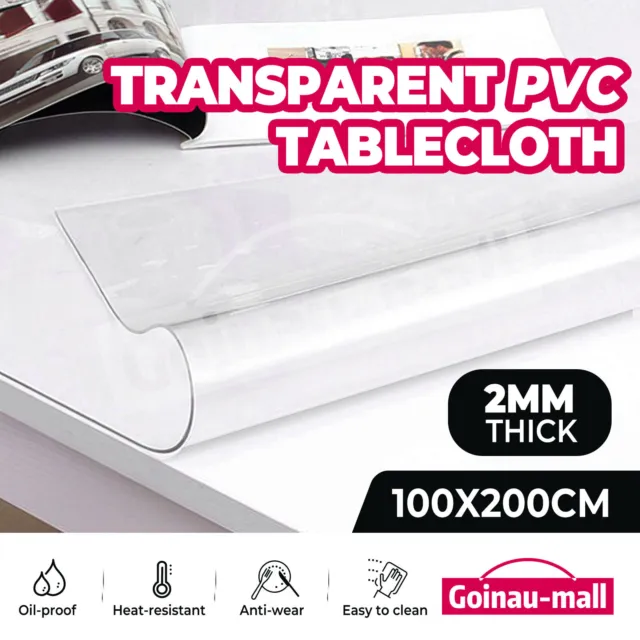 100x200cm PVC Table Cover Sheet Protector Waterproof Dining Desk Tablecloth Mat