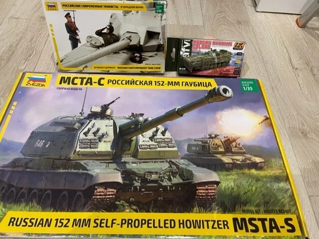 ZVEZDA 1/35 MSTA Self Propelled Gun 152 Semovente + Russian Color+Tank ...