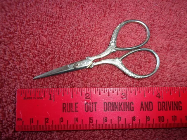 Tijeras de coser de colección mini mango adornado cortes de hilo hechos en EE. UU. antiguos