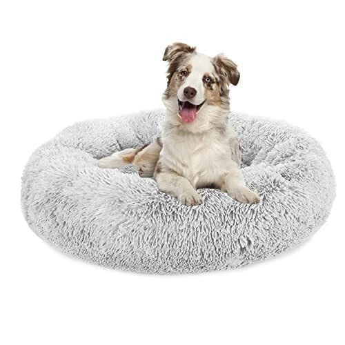 Plush Calming Dog Bed Donut Dog Bed for Small Medium Large Dogs Anti Anxiety ...