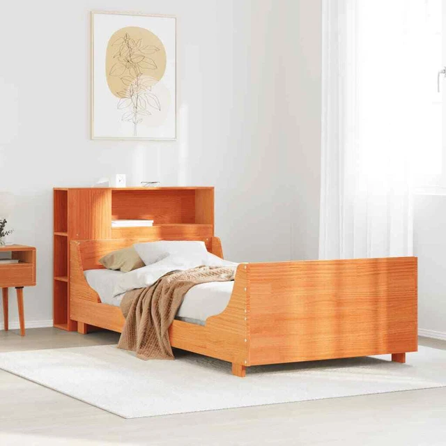 BED FRAME WITHOUT Mattress Wax Brown 90x200 cm Solid Wood Pine £530.12