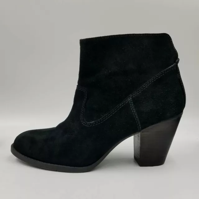 Nine West Hamelin Womens Sz 9.5 M Black Suede Leather Ankle Booties Heel Boots