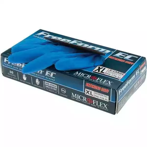 50 Pack Microflex FFE-775-XL Disposable Gloves, Nitrile
