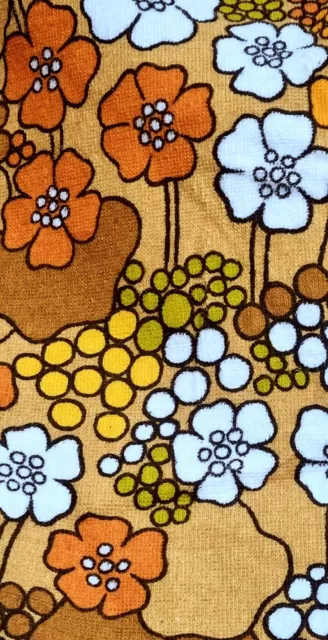 Vintage 60er Jahre Vorhang 60´s Stoff Flower Power 1 von 2 Gardine Frottee (81)
