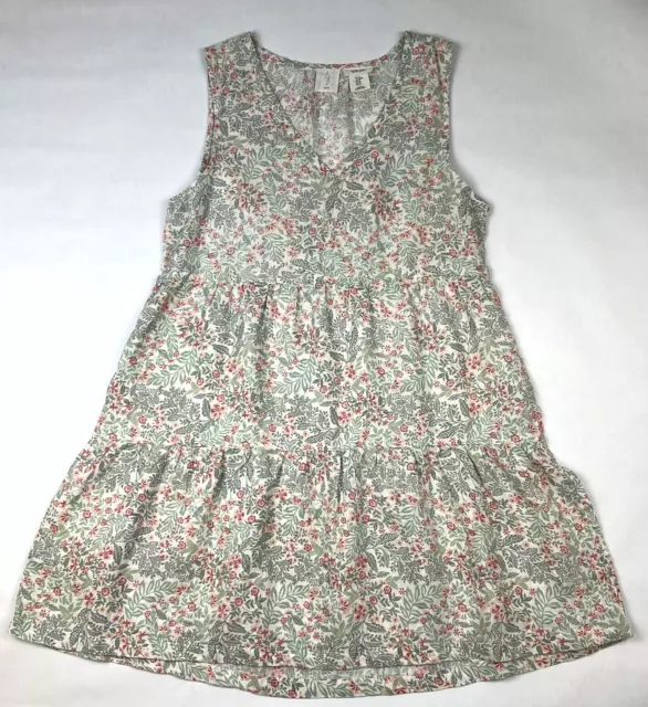 Joie Tunic Dress Womens Medium Cottage Floral Sleeveless Babydoll 100% Linen