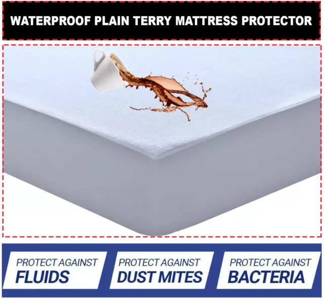 Waterproof Terry Towel Mattress Protector Fitted Sheet Bed Cover Non-Allergenic