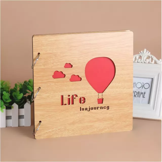 Balloon Trip DIY Album 27cm BE Wood Cover 3Rings Photo Album Wedding Scrapbook