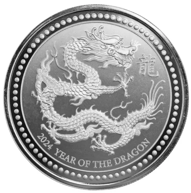 2024 2 oz Silver Lunar Year of the Dragon .999 Fine Silver Coin BU #A553 2