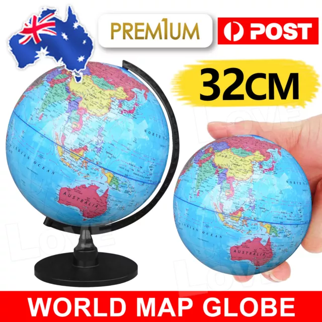 WORLD GLOBE EARTH Map Rotating Geography Ocean Classroom Learning Desktop Home