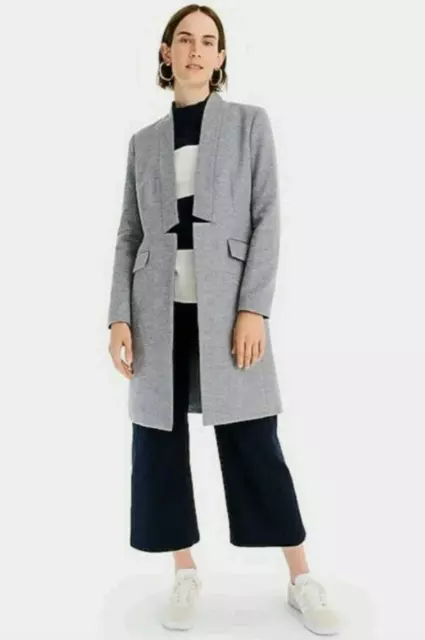 J. Crew Collection Womens Long Wool Cashmere Coat sz 4 Gray Open Front J6145