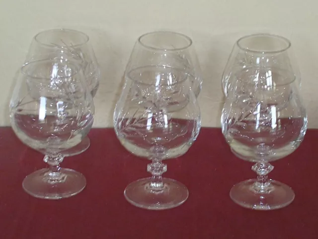 Lot de 6 verres a cognac ou digestif en CRISTAL D'ARQUES modèle Fleury / TBE