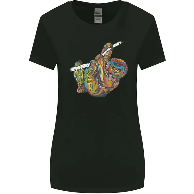 A Colourful Sloth on a Branch Womens Wider Cut T-Shirt
