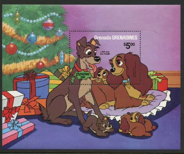 Disney Christmas Lady & the Tramp MNH Souvenir Sheet 1981 Grenada Grenadines 459