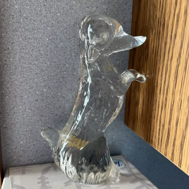 Vintage FM Ronneby Konstglas Sweden Art Clear Glass Dachshund Dog Figurine 5”