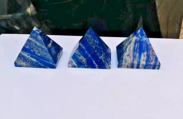 2Pcs Set Lapis Lazuli Crystal Pyramid  Third Eye Chakra Crystal Healing 50-55MM 3