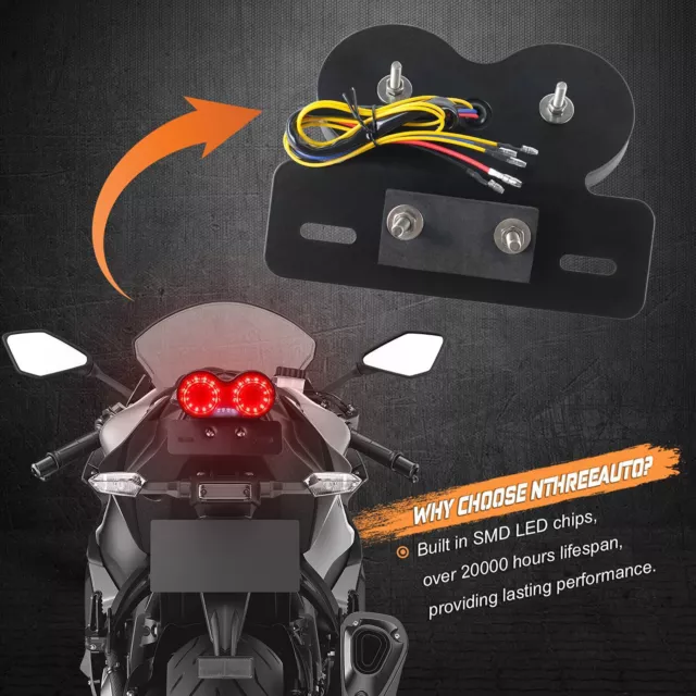 Motorcycle Tail Light 40 LEDs 40W Brake Number Plate Lamp Turn Signal Indicator 3