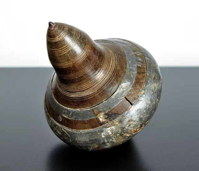 Vintage toy, spinning top, Kakasing, wood and lead, Philippines, Asian crafts