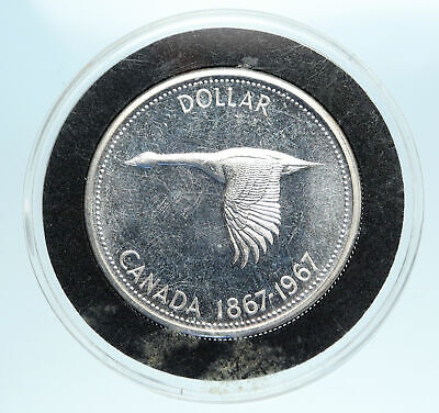 1967 CANADA Confederation Founding OLD Goose Genuine Silver Dollar Coin i83345