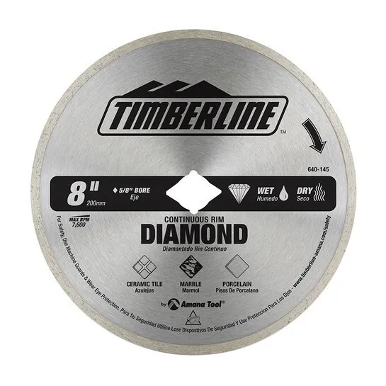 8inch Diamond Saw Blade Continuous Rim For Marble Tile & Porcelain 7/8" Bore