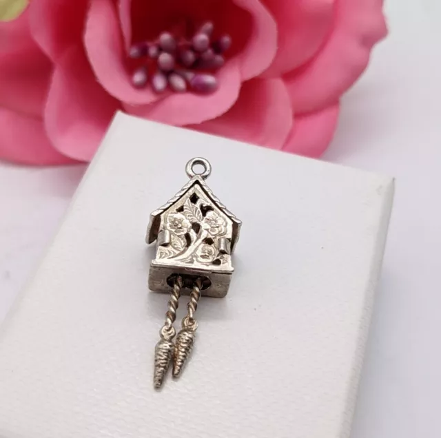 Vintage Sterling Silver Cuckoo Clock Articulated Charm!! 2
