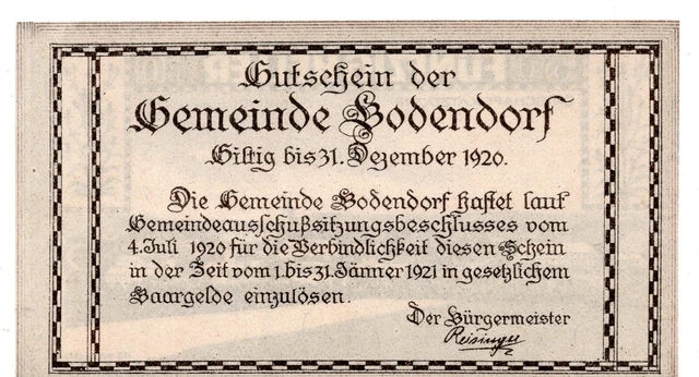 1920 Austria Notgeld Bodendorf 50 Heller (B304)