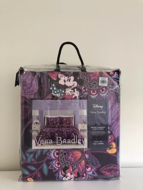 Vera Bradley Disney NWT Mickey & Minnie Quilt Set FLIRTY FLORAL FULL-QUEEN SIZE