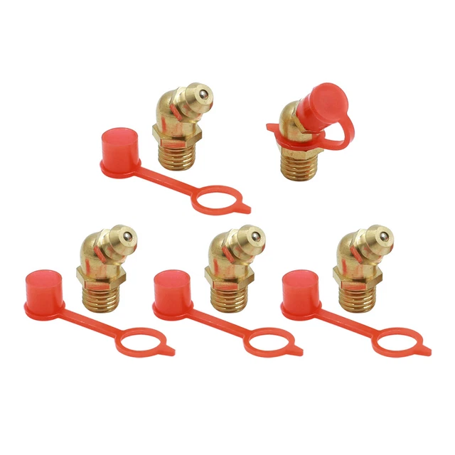 Raccord Graisseur 90° M6 Avec Bouchon Anti-poussière - Lot De 10 Sets - Laiton Et Caoutchouc - Neuf