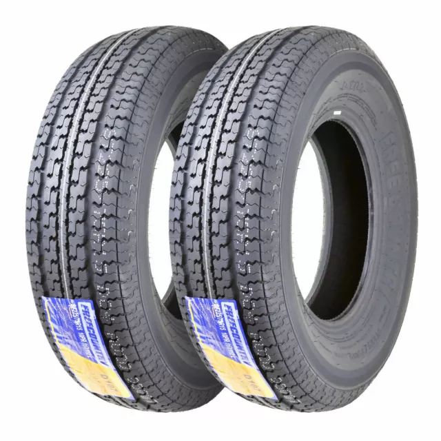 2PC FREE COUNTRY ST205/75R15 Trailer Tires Premium 8PR 205 75 15 w/Scuff Guard