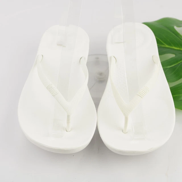Fitflop Women's Iqushion Sandal Size 8 Thong Slide Flip Flop White Rubber Beach 2