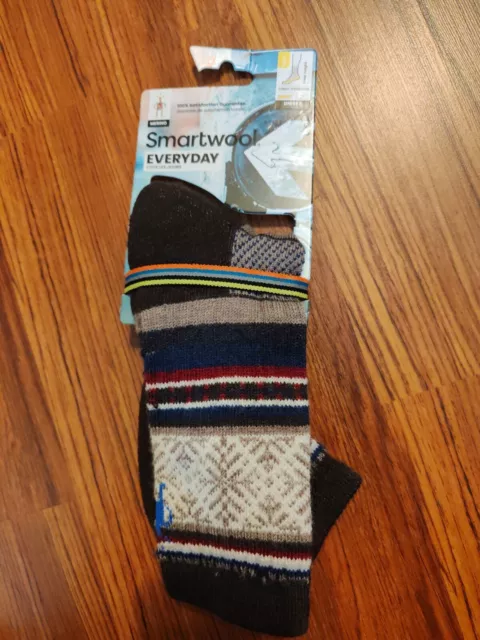 Smartwool Merino Wool Everyday Striped Crew Socks Light Cushion L Made In USA