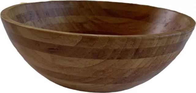Wooden Hand Turned Bowl Large Segmented Salad Fruit Bowl 12”x4”