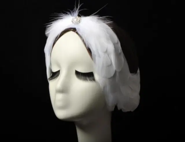 Women's Swan Lake Ballet Super Fairy White Feather Hat Headdress Elegant