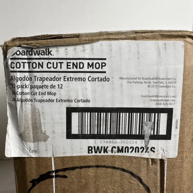 Boardwalk Cut-End Wet Mop Head Cotton No. 24 White 12/Carton 2024CCT