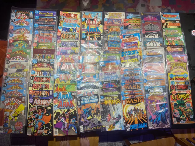 lot 100 comic 80s Dc,Arak,Arion,Mazing Man, Dusk,Ct Carrot, Atari Force Mask NM
