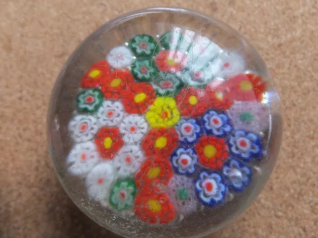 Vintage Millefiori Cane Glass Paperweight Unsigned