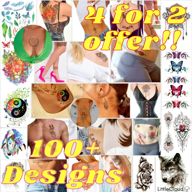 💥2023💥Hot Realistic Temporary Tattoos Women Men kids Fake Press On Sticker Art