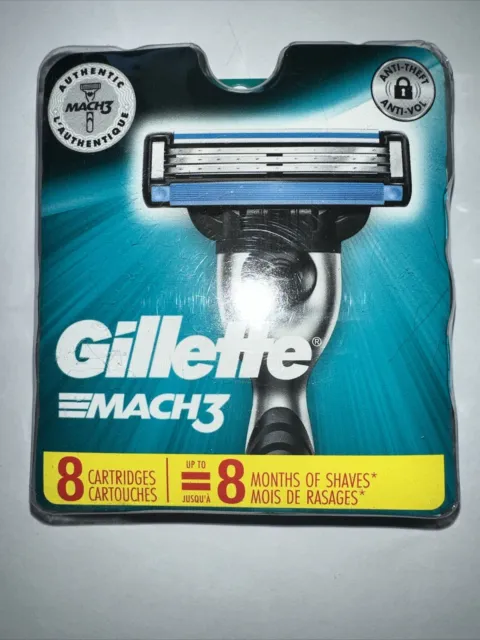 Cuchillas de afeitar cartucho de recarga Gillette Mach3 para Mach 3. (8 unidades)