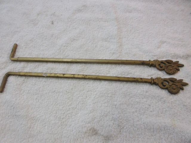 2 VTG Victorian Swing Arm Curtain Drapery Rods + Brackets