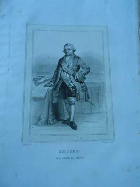 1851 engraving portrait of Vice Admiral SUFFREN