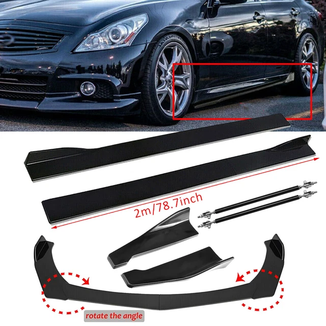 FRONT BUMPER LIP Spoiler Splitter + Side Skirt + Strut Rods for