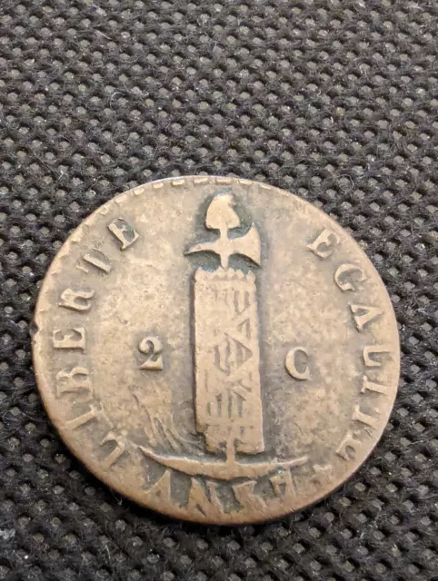 1840 2 Centimes Haiti Coin - Strike Error On 18"4"0 - Af Condition