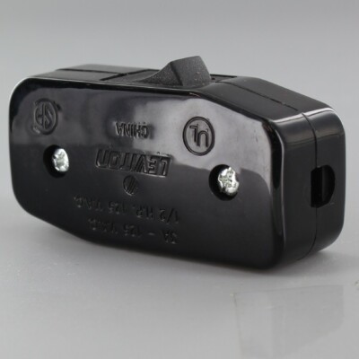 4 Pack: Black Inline Cord Switch - Leviton Rocker Style Feed Thru On/Off, lamps