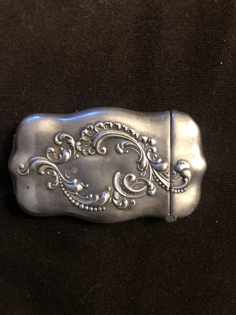 Antique Vintage Sterling Silver Hand Repousse  match safe/ case