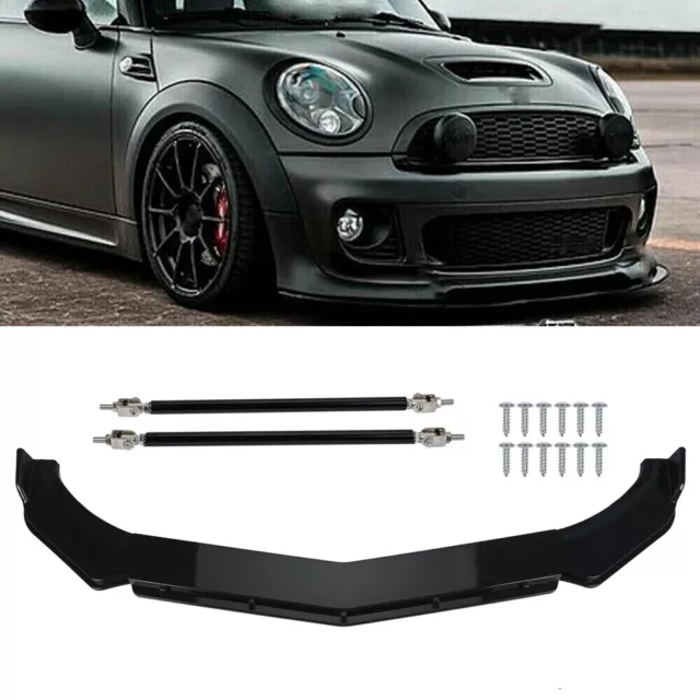 For Mini Cooper S R53 R56 Carbon Front Bumper Lip Splitter Spoiler + Strut Rods