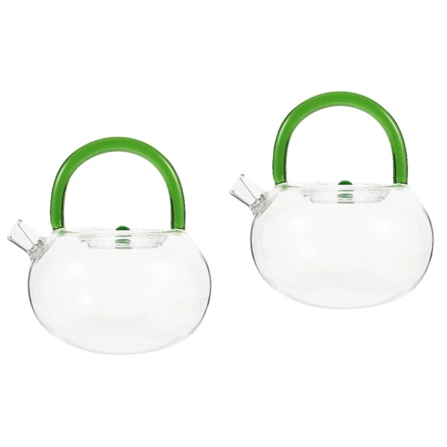 2pcs Glass Teapot Clear Tea Kettle Glass Pot Tea Pot for Loose Tea Blooming