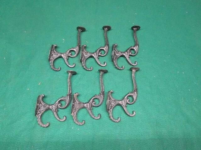 Antique Looking Cast Iron Hall Tree Hooks Set Of 6 Victorian Hall Seat Hooks
