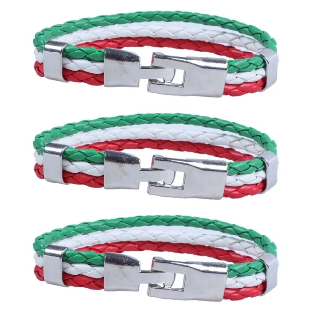 3X Jewelry Bracelet, Italian Flag Bangle, Leather Alloy, for Men's Women, G N1K9