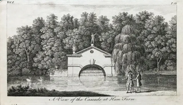 1776 Antique Print; Cascade at Ham Farm, Richmond, London by Wale / Goadby