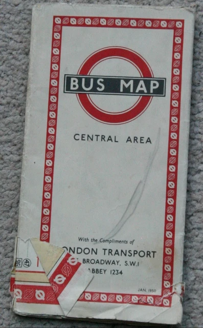 LONDON TRANSPORT BUS CENTRAL AREA MAP Including Trolleybuses 1960 EUR 5 