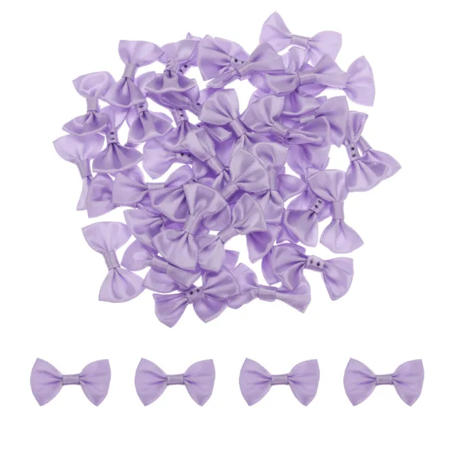 100pcs Purple Bow Ties 1.5"x1" Mini Bowknot for Crafting Little Satin Bows Bulk